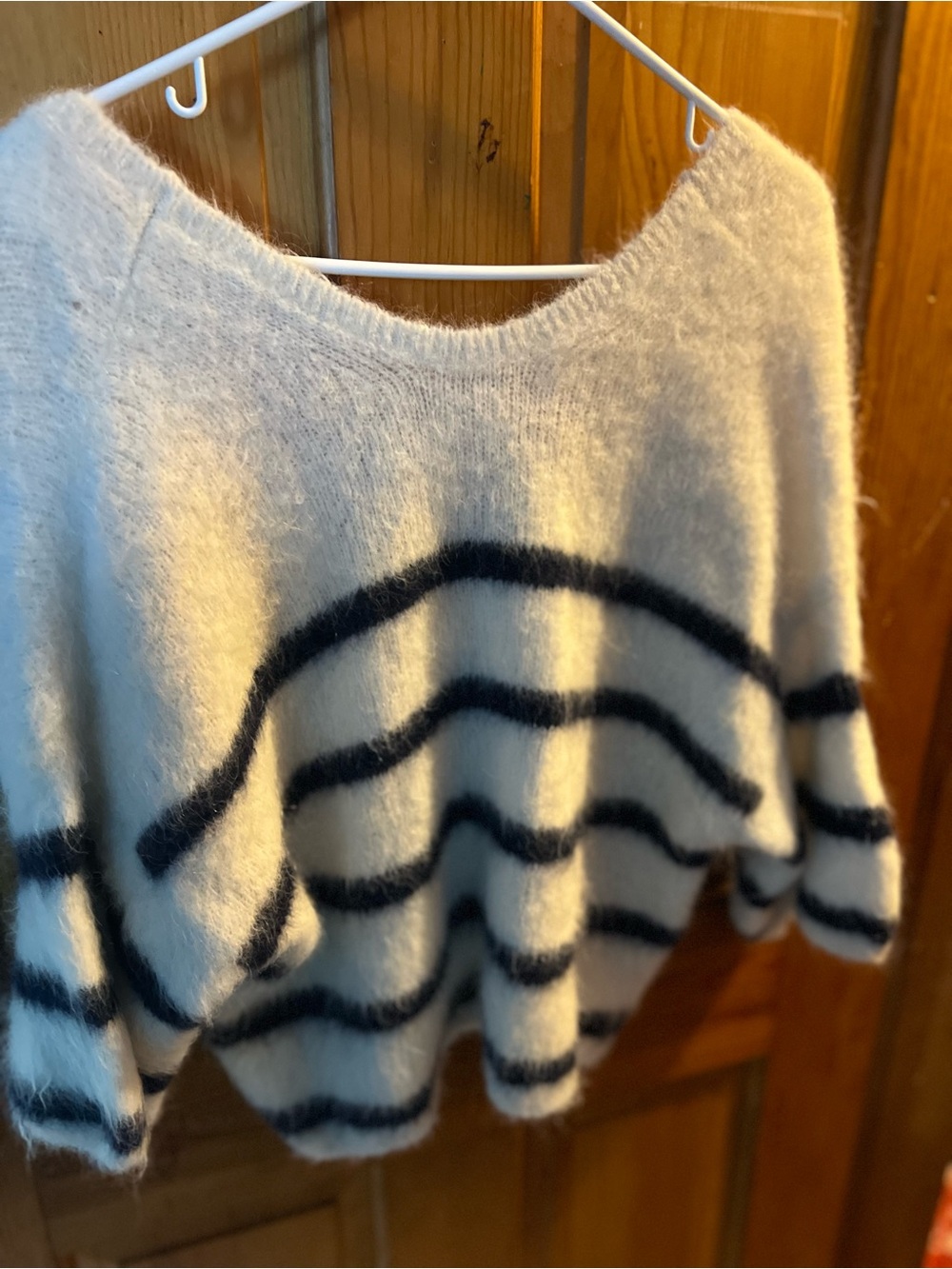 ba&sh Cream Sweater with Black Stripes